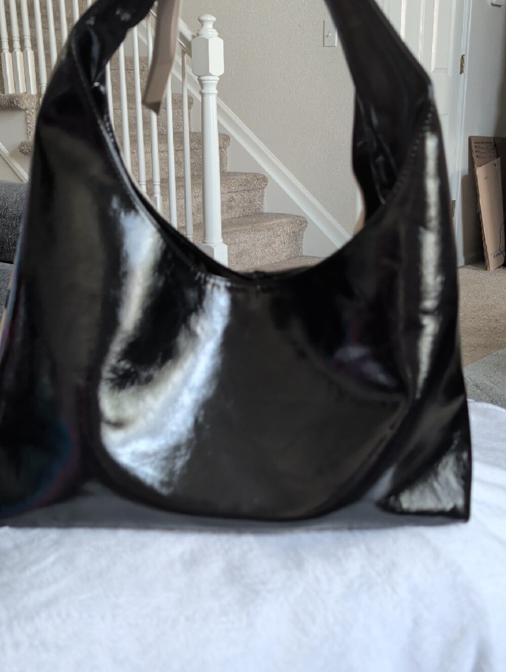 Cream and Black Polka Dot Shoulder Bag - Classic Canvas Hobo - Picture 2 of 3